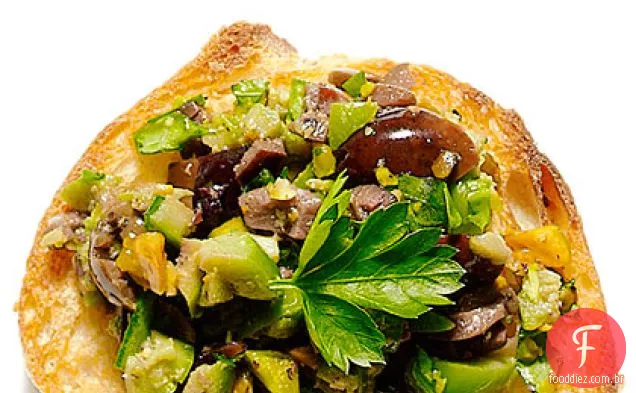 Azeitona e pistache Bruschetta