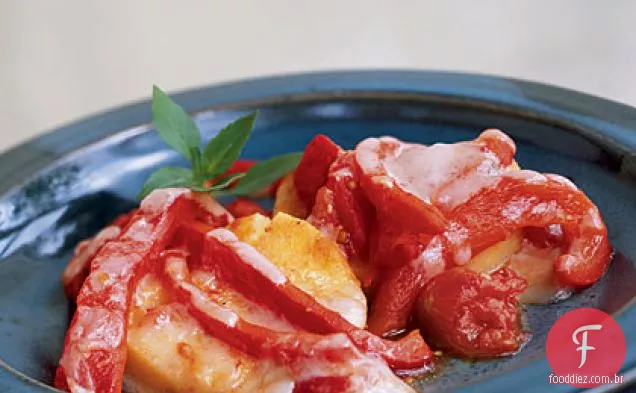 Polenta com pimentão vermelho assado e queijo Fontina