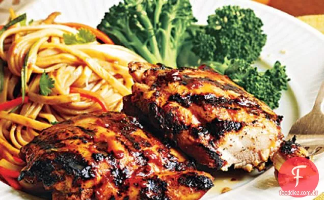 Frango envidraçado e Salada De Macarrão Szechuan