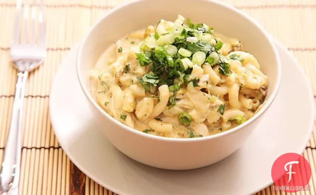 Macarrão com frango Verde Chile e queijo
