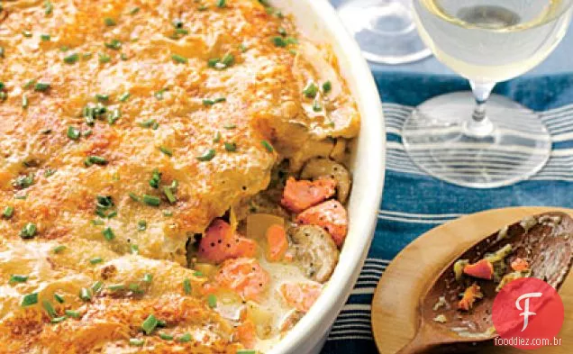 Torta de salmão crocante com cobertura de Phyllo