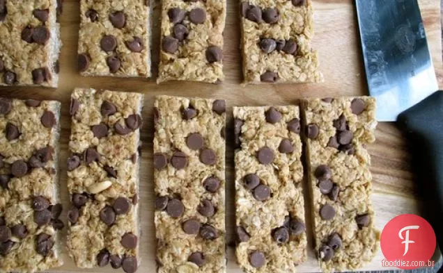 No-Bake Super Chewy Chocolate Chip Manteiga De Amendoim Barras De Aveia