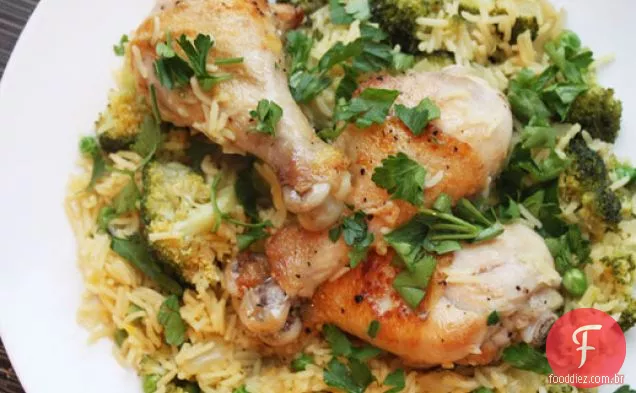 Frango e arroz com brócolis