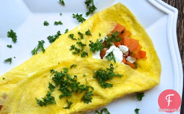 Omelete de batata doce, estragão e queijo de cabra