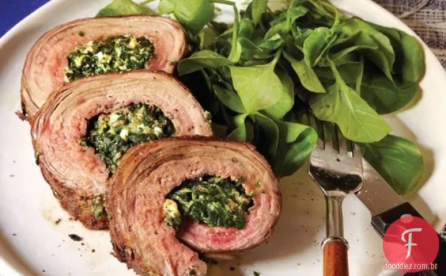 Bruce Aidells ' espinafre e Gorgonzola-bife de flanco recheado