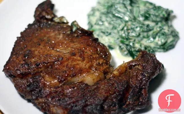 Bife de Lombo Assado com espinafre com creme rápido