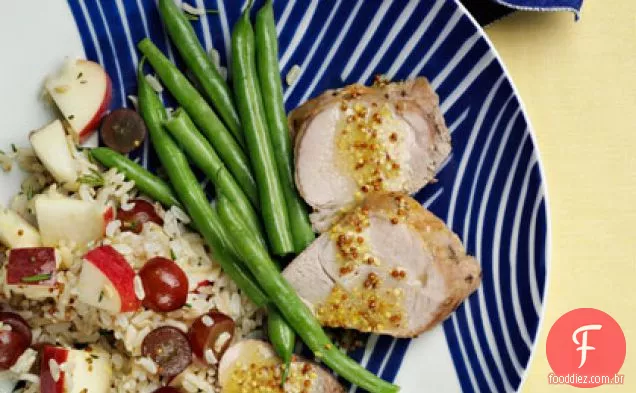 Arroz Basmati marrom e lombo de porco assado