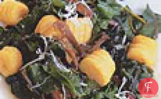 Nhoque De Abóbora Com Pato Confit E Acelga Suíça