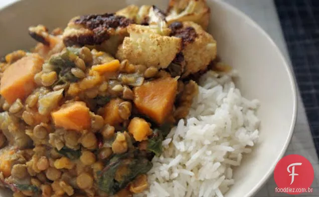 Lentilhas Curry Com Batata-Doce E Acelga Suíça