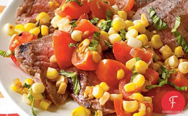 Pan-torrado milho e tomate sabor
