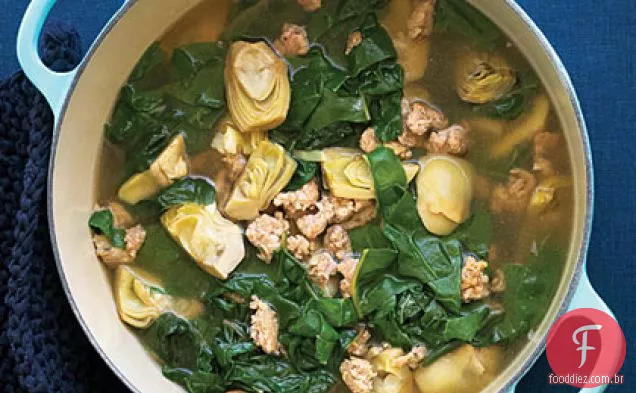 Linguiça de frango italiana e Sopa De Alcachofra