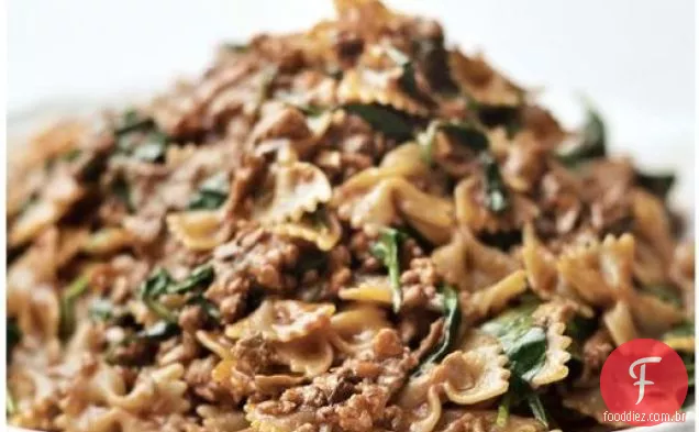 Cozinhe o livro: Farfalle Abruzzese com vitela, Porcini e espinafre