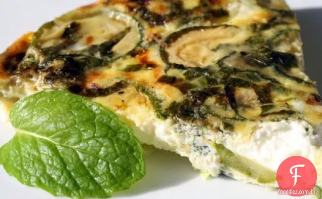 Francês em um Flash: fácil-omelete com abobrinha, queijo de cabra e hortelã