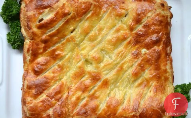 Torta de frango e alho-poró