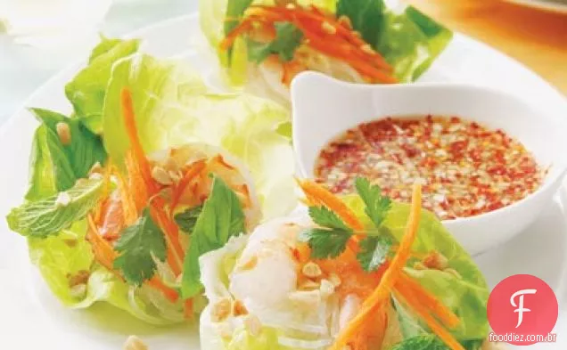 Alface de camarão Vietnamita envolve com molho de limão picante