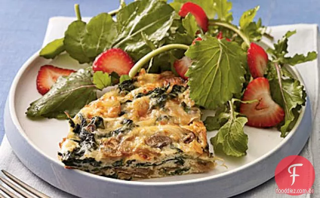 Fritada de cogumelos e espinafre com Gouda defumada