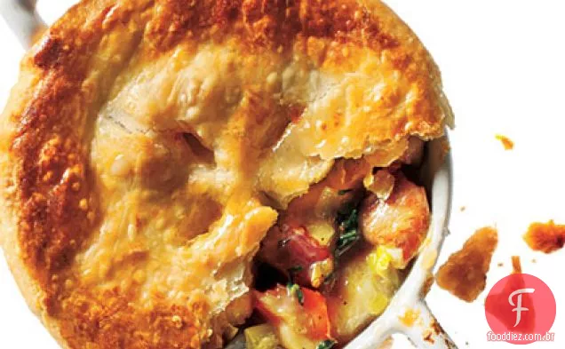 Torta de frango, batata e alho-poró