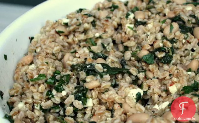 Farro Salada De Feijão Branco com vinagrete de limão