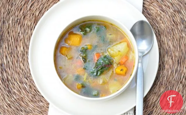 Abóbora Rústica E Sopa De Arroz Selvagem