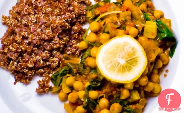 Grão de bico com verduras da Primavera (vegan)