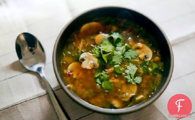 Sopa De Gengibre Com Cogumelos Com Cevada Descascada