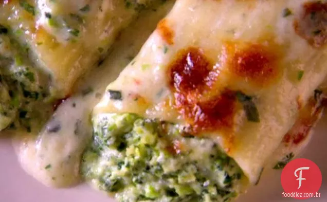 Acelga suíça e Manicotti de ervilha doce (inverno)