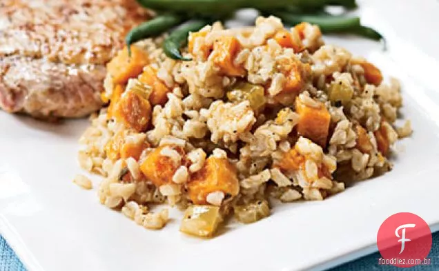 Abóbora assada e batata-doce Pilau