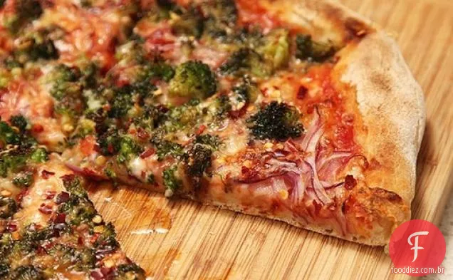 Brócolis caramelizado e Pizza De Cebola Vermelha