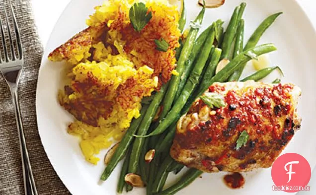 Coxas de frango ardente com arroz Persa