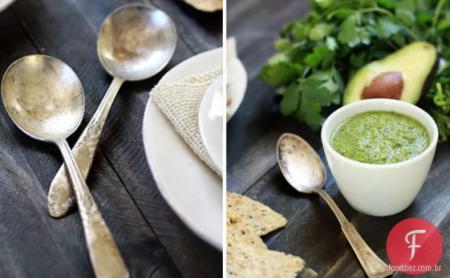 Frango e feijão branco Chile Verde com coentro-Pesto De Limão