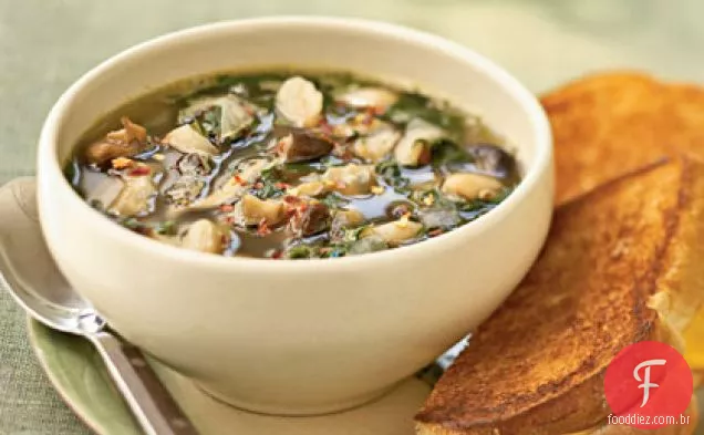 Sopa italiana de feijão branco e espinafre