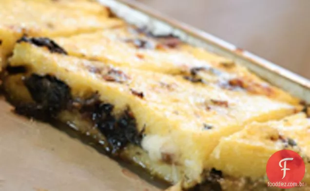 Triângulos De Polenta Recheados Com Verduras Picantes E Queijo