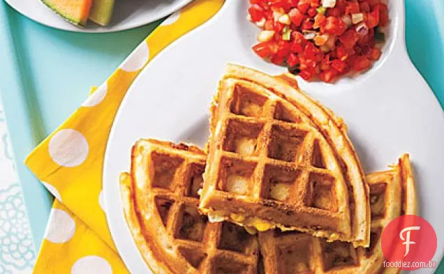 Waffles de milho e Cheddar