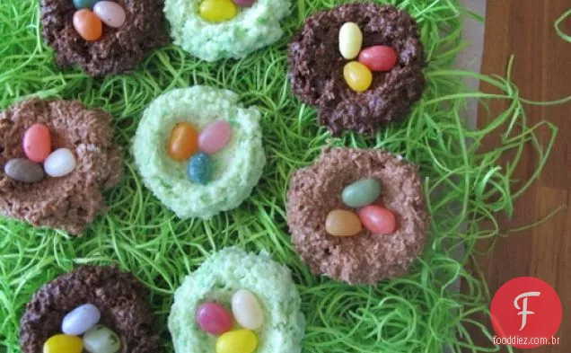 Ninhos de coco de Chocolate com ovos de feijão de geléia