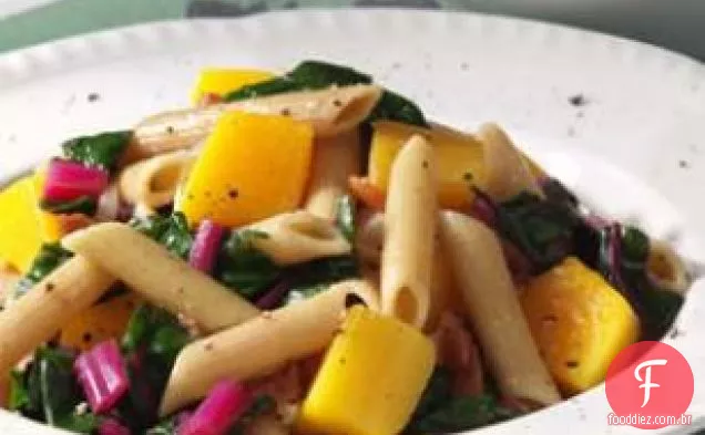 Penne Com Squash & Greens Refogados