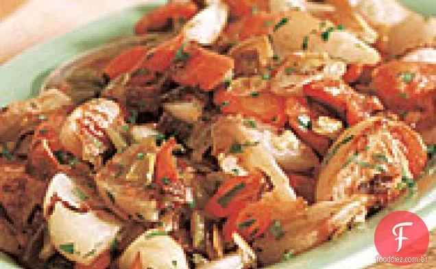 Cenouras e nabos salteados lentamente