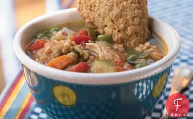 Sopa simples de grumos de frango e aveia