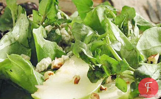 Agrião - salada Bibb com maçãs e queijo azul