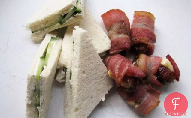 Brunch de domingo: Elevenses salgados (demônios a cavalo e sanduíches de pepino)