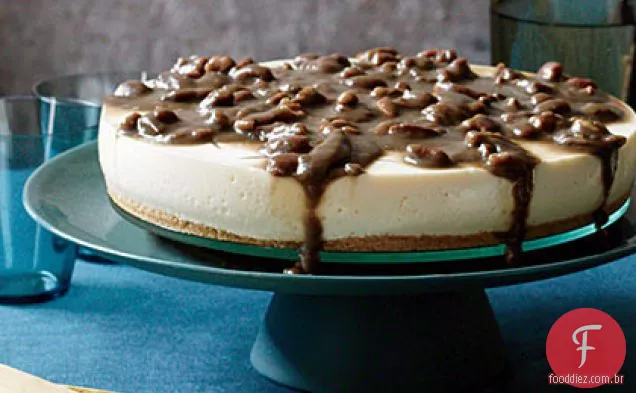 Cheesecake sem assar com caramelo Pecan