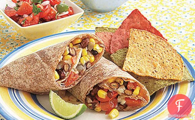Milho, feijão preto e pimenta Jack Burritos