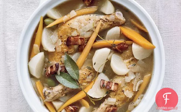 Pernas de frango assadas com azeitonas verdes