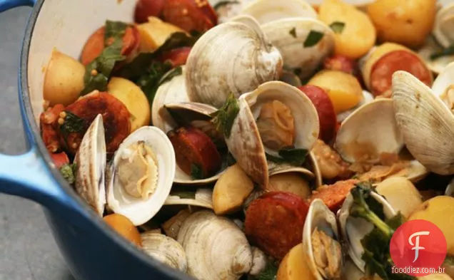 Littleneck Amêijoas Com Linguica
