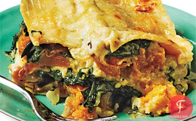 Abóbora, cebola caramelizada e Lasanha De Espinafre