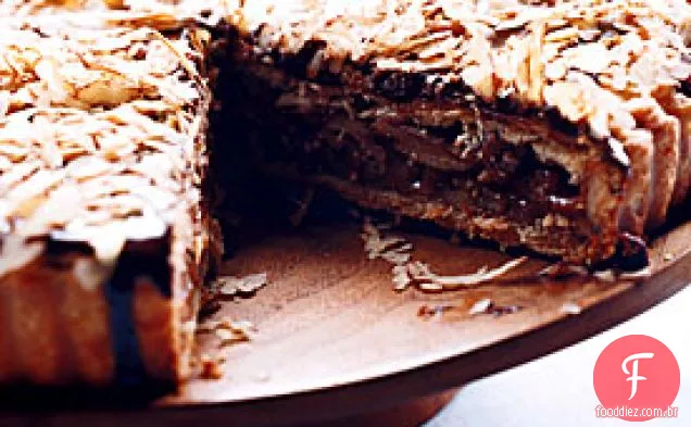 Mel-Pecan torta com cobertura de Chocolate