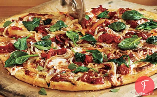 Pizza de espinafre e cebola