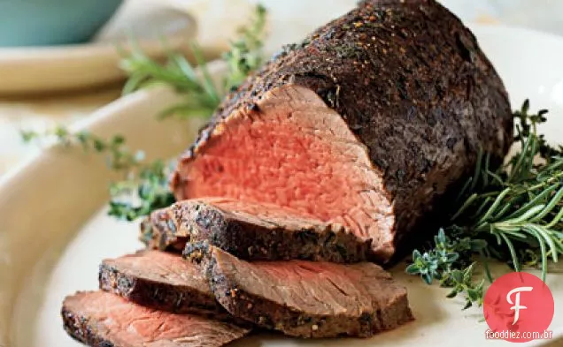 Tomilho e lombo de Carne Assada friccionada com especiarias au Jus