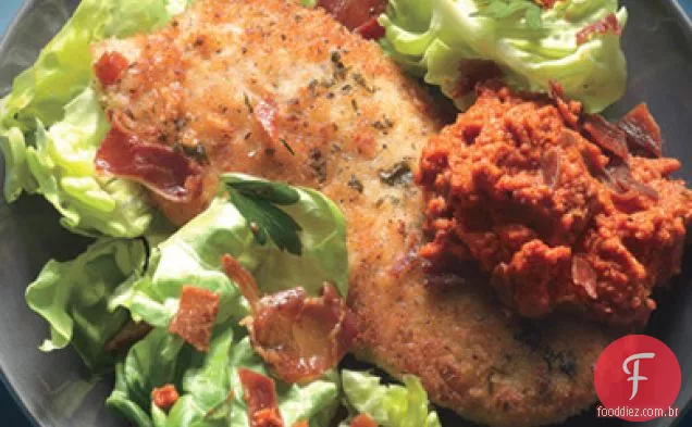 Costeletas de frango com Romesco e Serrano Cracklin's