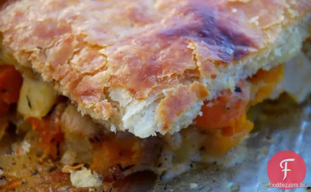 Torta de vegetais de raiz assada (com abóbora)