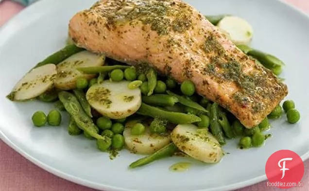 Salmão de primavera com menta veg